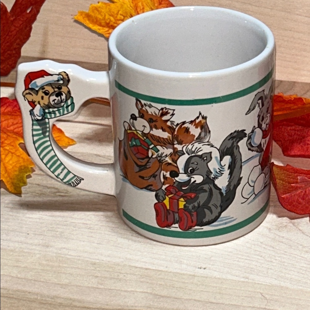 Vintage Christmas Animals Mug, Cute Bear Handle, The Love Mug, 1989